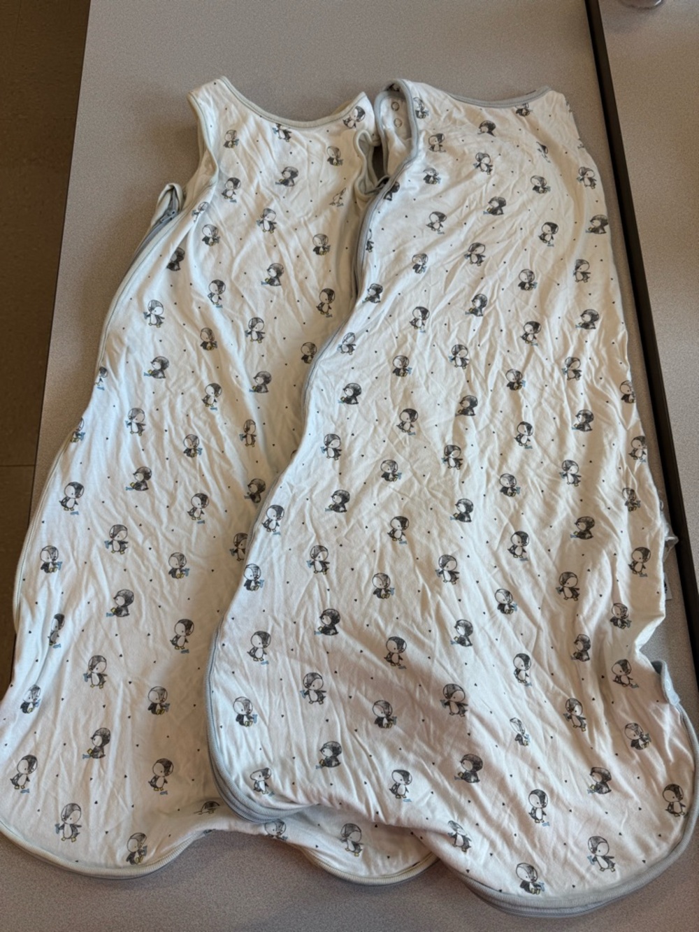 Nested Bean White Sleep Sacks with Gray Penguin Print Size Large - Picture 3 of 3